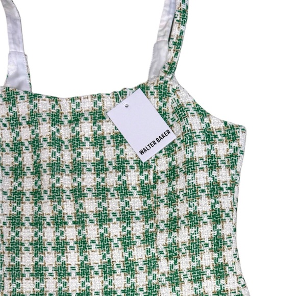 Walter Baker NWT Fringe Trim Lucky Green Tweed Mini Dress - Picture 4 of 6